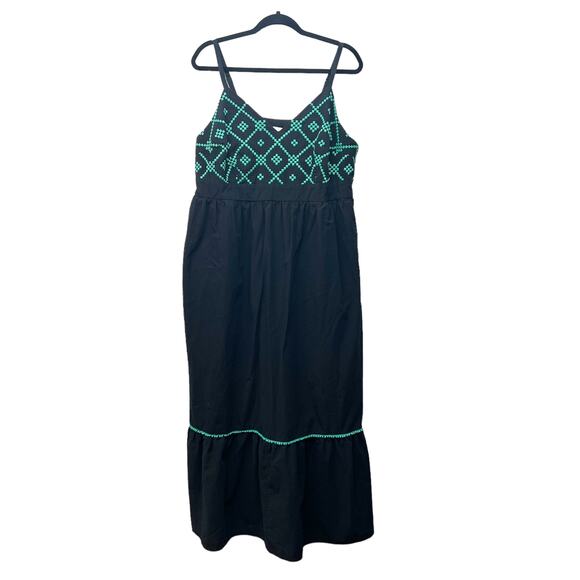 AVA & VIV Babydoll Empire Embroidered Maxi Dress Womens 1X Cotton Beach Coastal - Picture 1 of 13